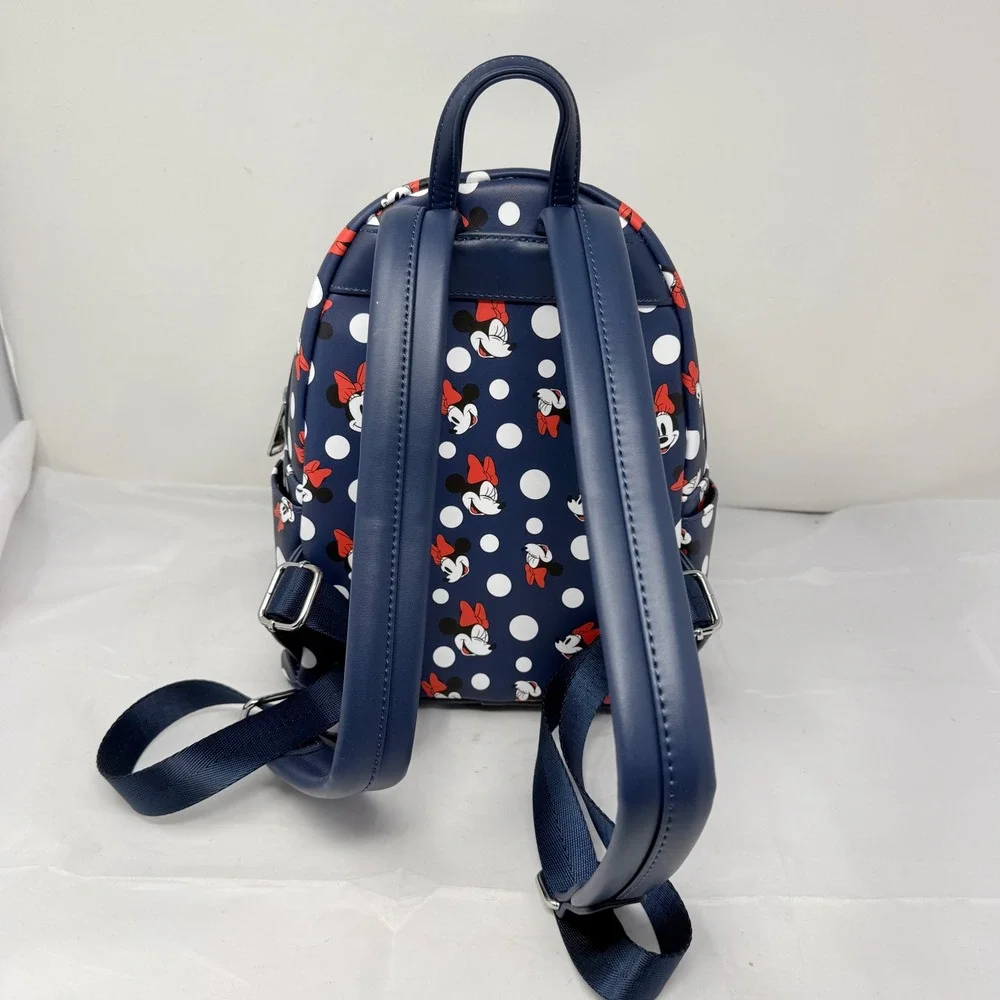 Disney Loungefly Minnie Mouse Polka Dot Navy Blue Mini Backpack Bag